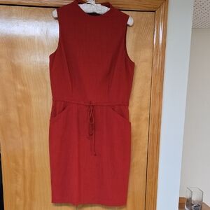 David Warren 10P Burnt Orange Color Sleeveless Dress adjustable waist tie